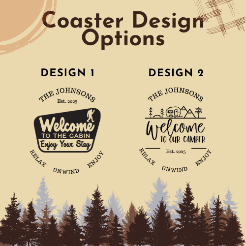 Camping Slate Coaster Set – Custom Round Drink Coasters for Outdoor Summer Fun - Seeds & Sawdust