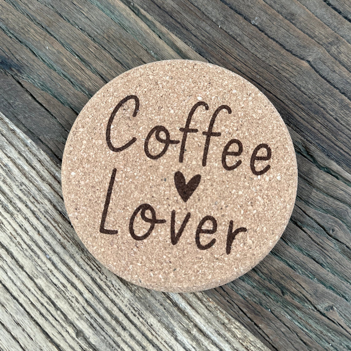 Coffee Lover Cork Coasters | Thick Cork Coaster | Various Designs - Seeds & Sawdust