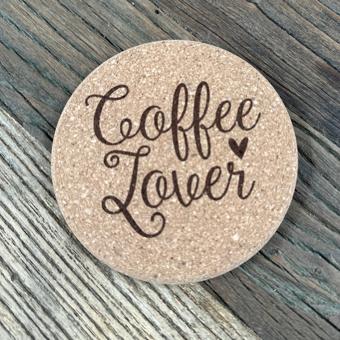 Coffee Lover Cork Coasters | Thick Cork Coaster | Various Designs - Seeds & Sawdust