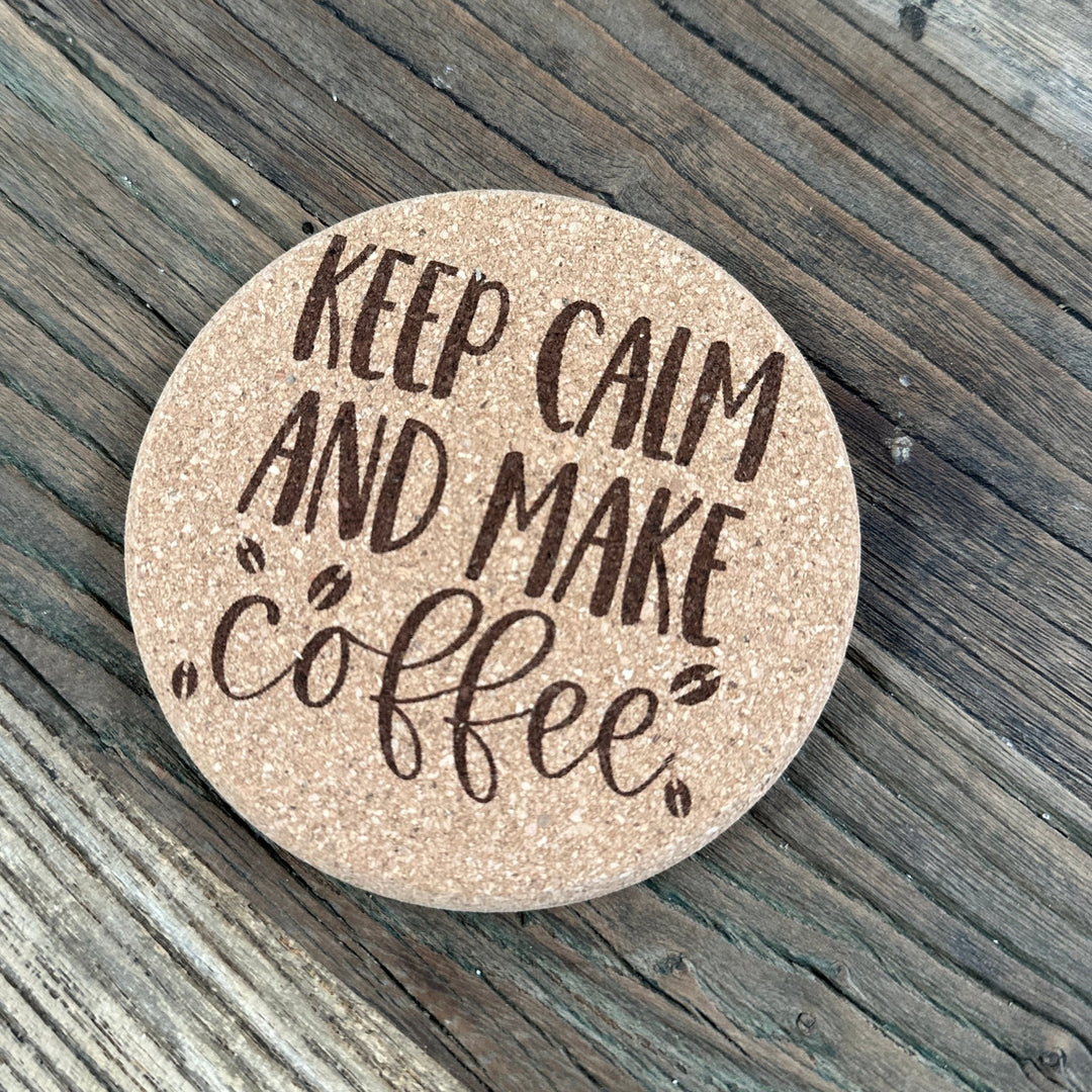 Coffee Lover Cork Coasters | Thick Cork Coaster | Various Designs - Seeds & Sawdust