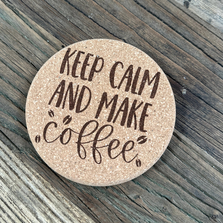 Coffee Lover Cork Coasters | Thick Cork Coaster | Various Designs - Seeds & Sawdust