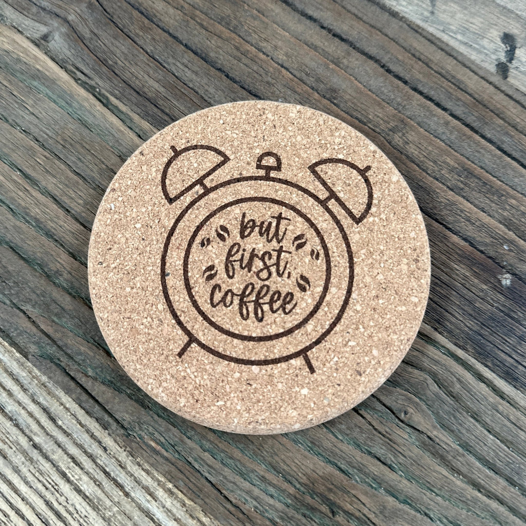 Coffee Lover Cork Coasters | Thick Cork Coaster | Various Designs - Seeds & Sawdust