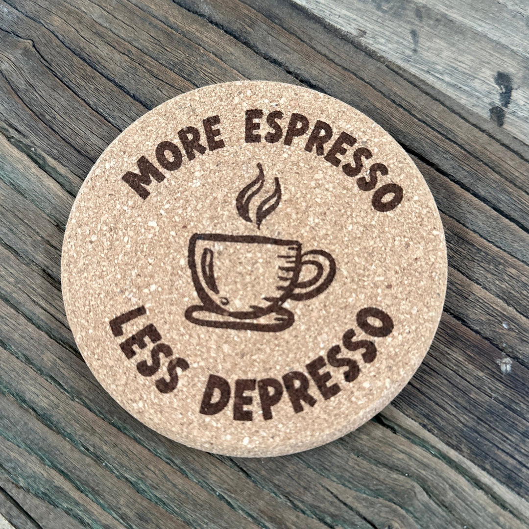 Coffee Lover Cork Coasters | Thick Cork Coaster | Various Designs - Seeds & Sawdust