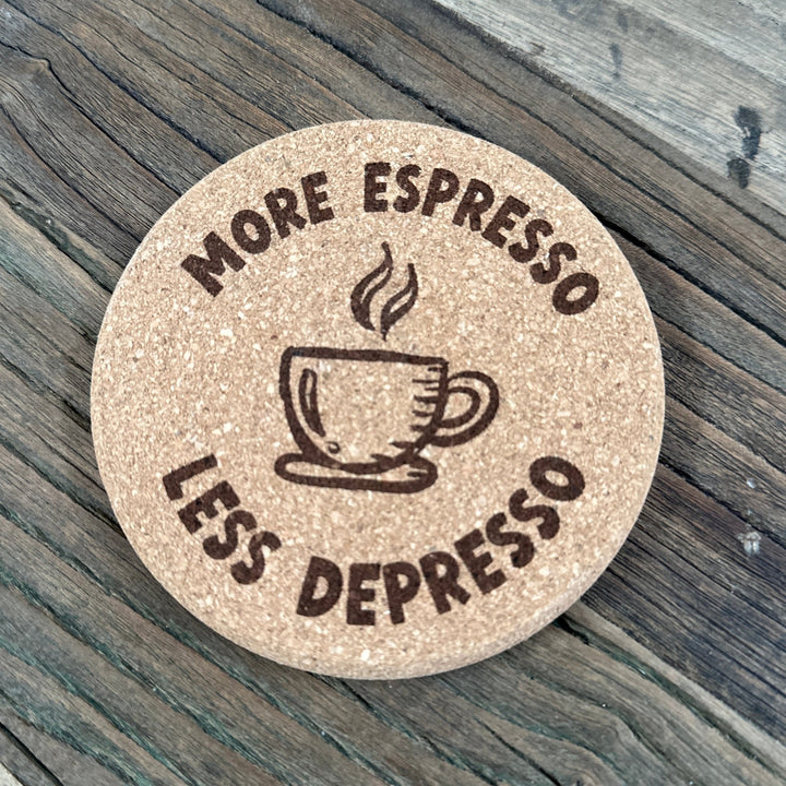Coffee Lover Cork Coasters | Thick Cork Coaster | Various Designs - Seeds & Sawdust