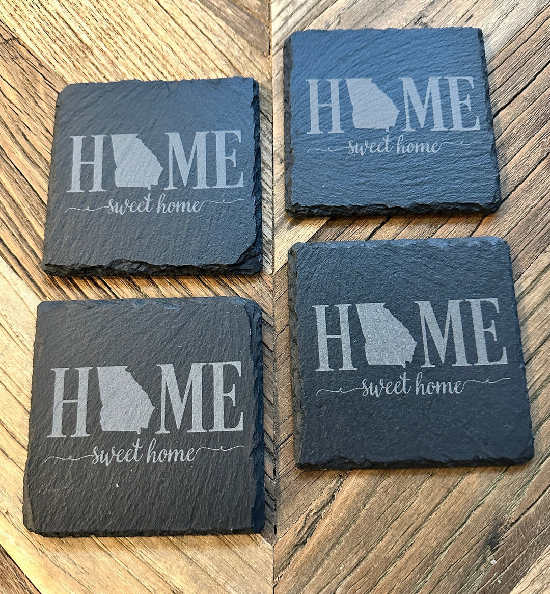 Home Sweet Home Coaster | Chose Your State | Slate Coaster - Seeds & Sawdust