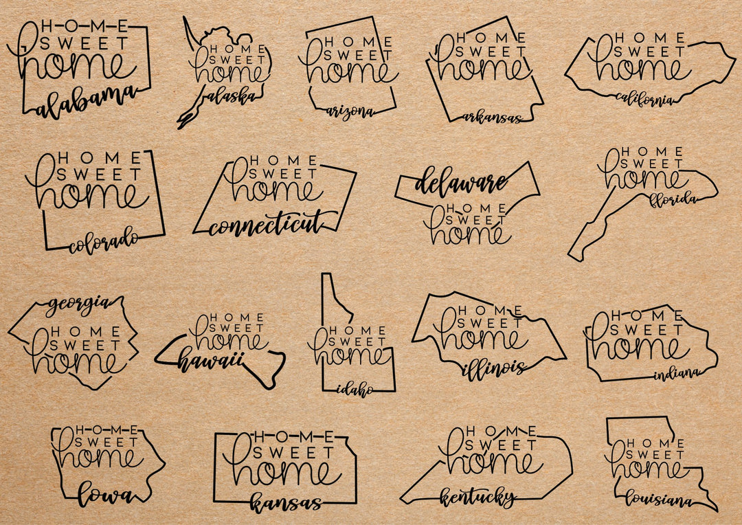 Home Sweet Home Coaster (State Outline) | Slate Coaster - Seeds & Sawdust