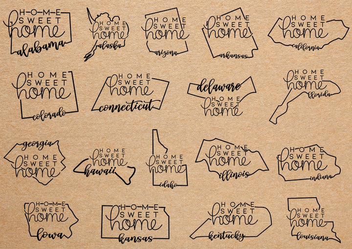 Home Sweet Home Coaster (State Outline) | Slate Coaster - Seeds & Sawdust