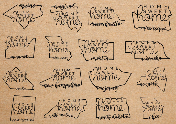 Home Sweet Home Coaster (State Outline) | Slate Coaster - Seeds & Sawdust