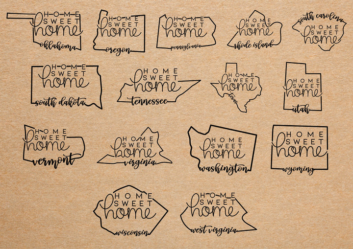 Home Sweet Home Coaster (State Outline) | Slate Coaster - Seeds & Sawdust