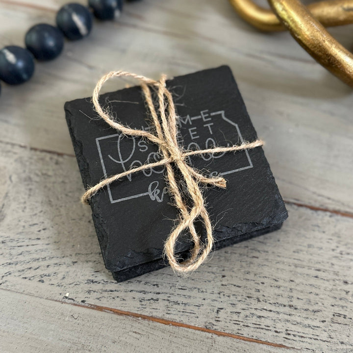 Home Sweet Home Coaster (State Outline) | Slate Coaster - Seeds & Sawdust