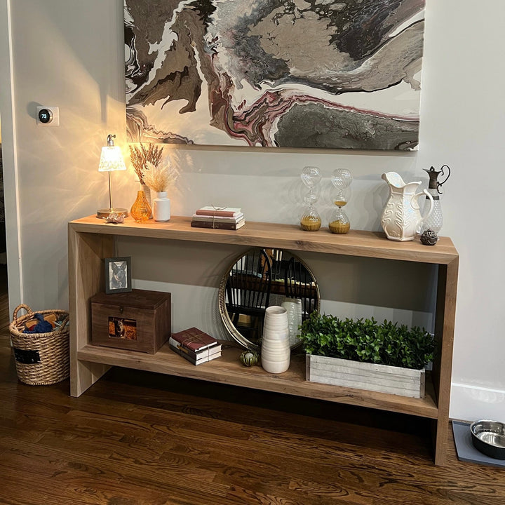 Modern Farmhouse Console Table | Rustic White Oak - Seeds & Sawdust