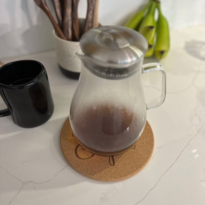 Round Cork Trivet | Coffee Lover Designs | Hot Pad | Kitchen Decor - Seeds & Sawdust