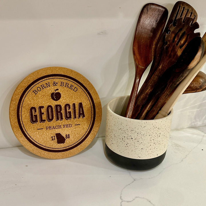 Round Cork Trivet | Georgia Born | Hot Pad | Kitchen Decor - Seeds & Sawdust