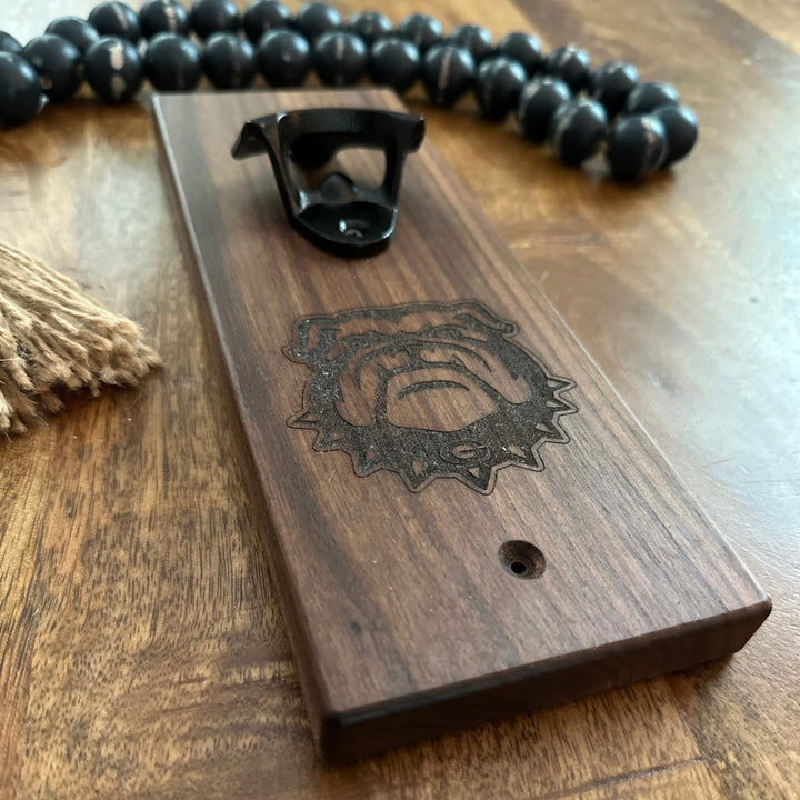 Walnut Bottle Opener | Georgia Bulldogs | Drink Local | Bar Decor - Seeds & Sawdust