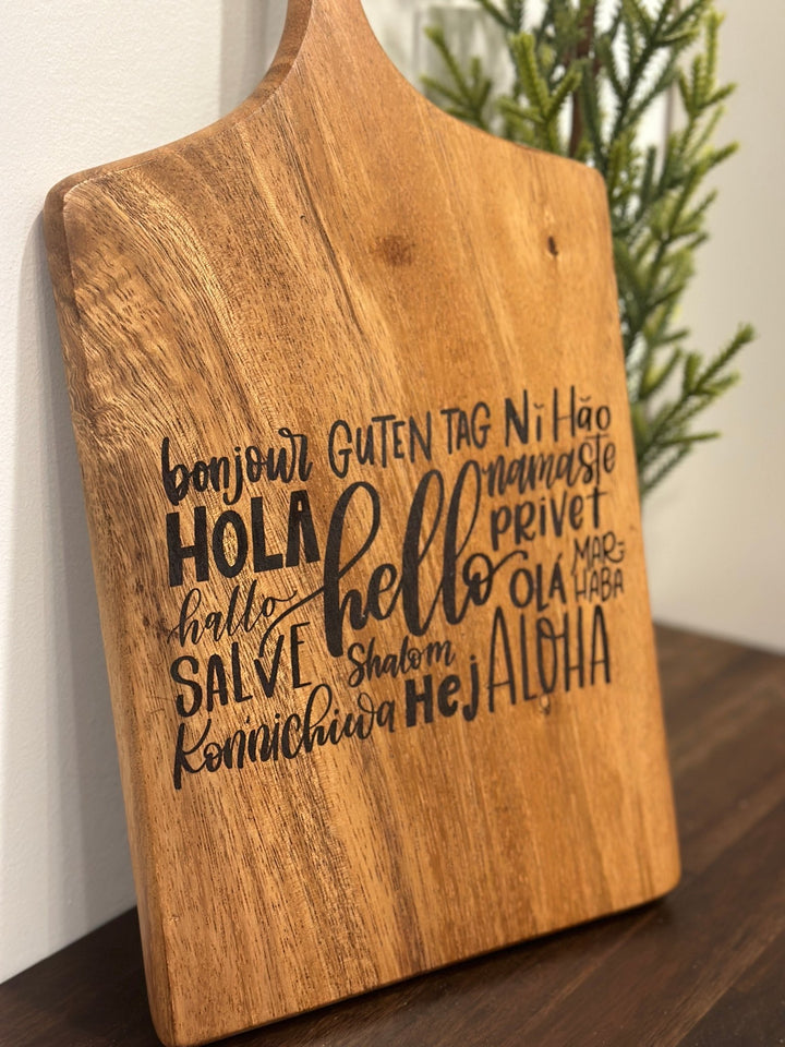 Wooden Cutting Board (15”x8”) | Kitchen Decor | Hello Design | Cheese Board - Seeds & Sawdust
