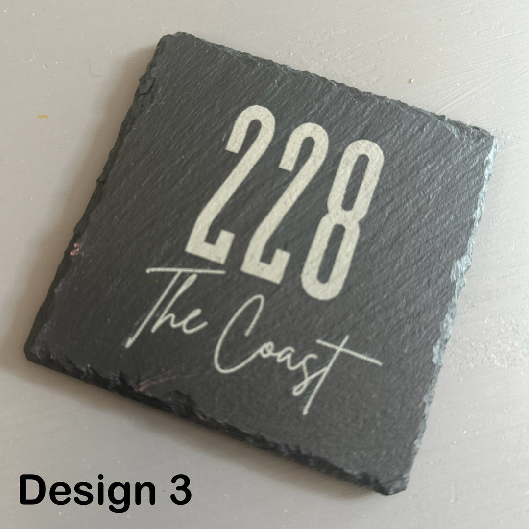 228 "The Coast" Square Slate Coaster Set | 4 - Piece Set - Seeds & Sawdust