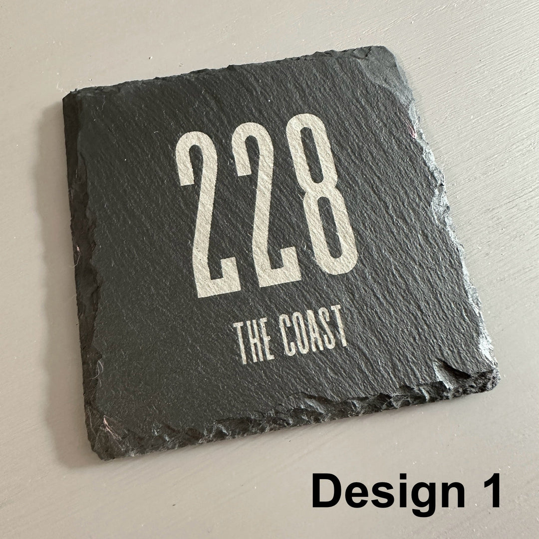 228 "The Coast" Square Slate Coaster Set | 4 - Piece Set - Seeds & Sawdust