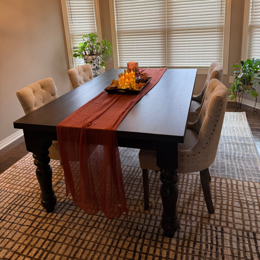 Rustic Oak Top Stained in Ebony/Matte Poly - Tricorn Black Painted Base