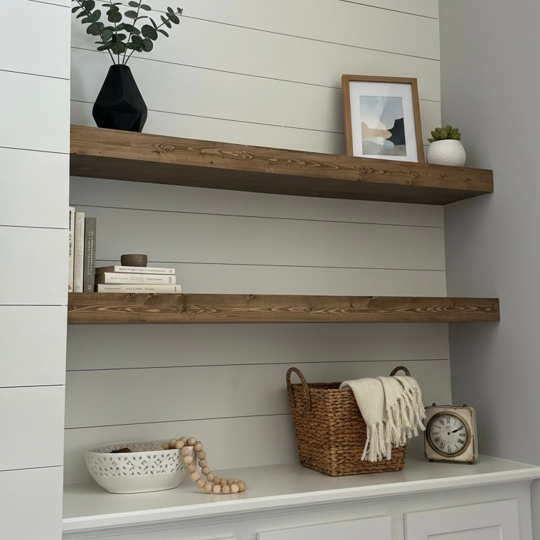 Farmhouse Floating Shelves – Handmade Wood Shelves with Custom Stain & Finish Options