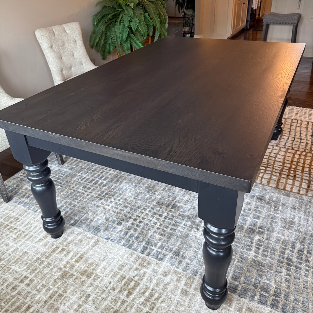 Rustic Oak Top Stained in Ebony/Matte Poly - Tricorn Black Painted Base