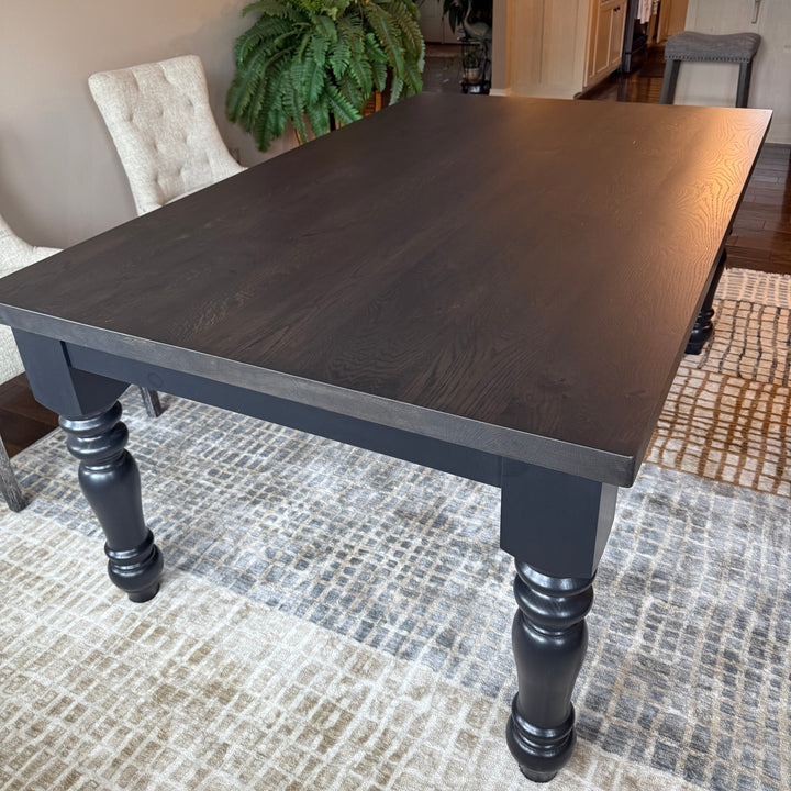 Rustic Oak Top Stained in Ebony/Matte Poly - Tricorn Black Painted Base
