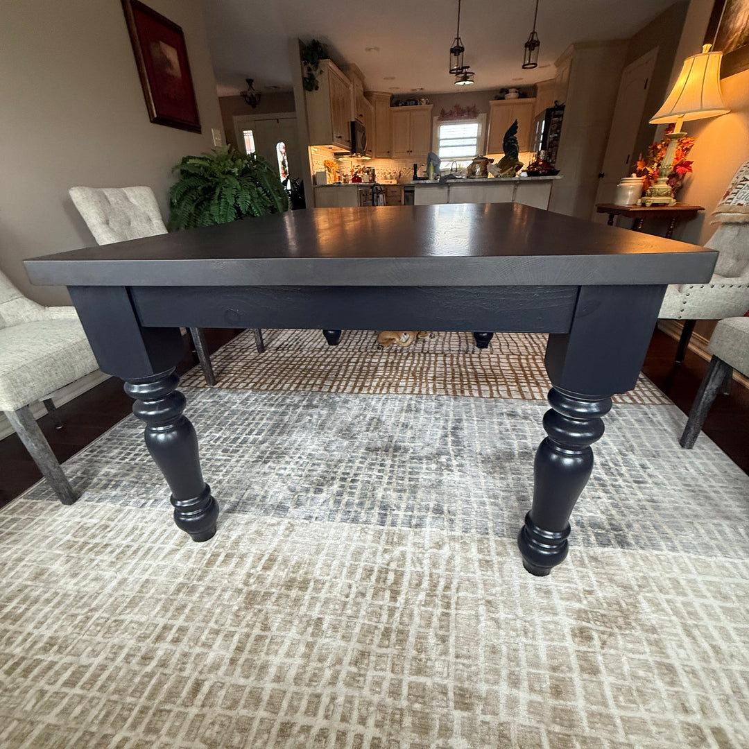 Rustic Oak Top Stained in Ebony/Matte Poly - Tricorn Black Painted Base