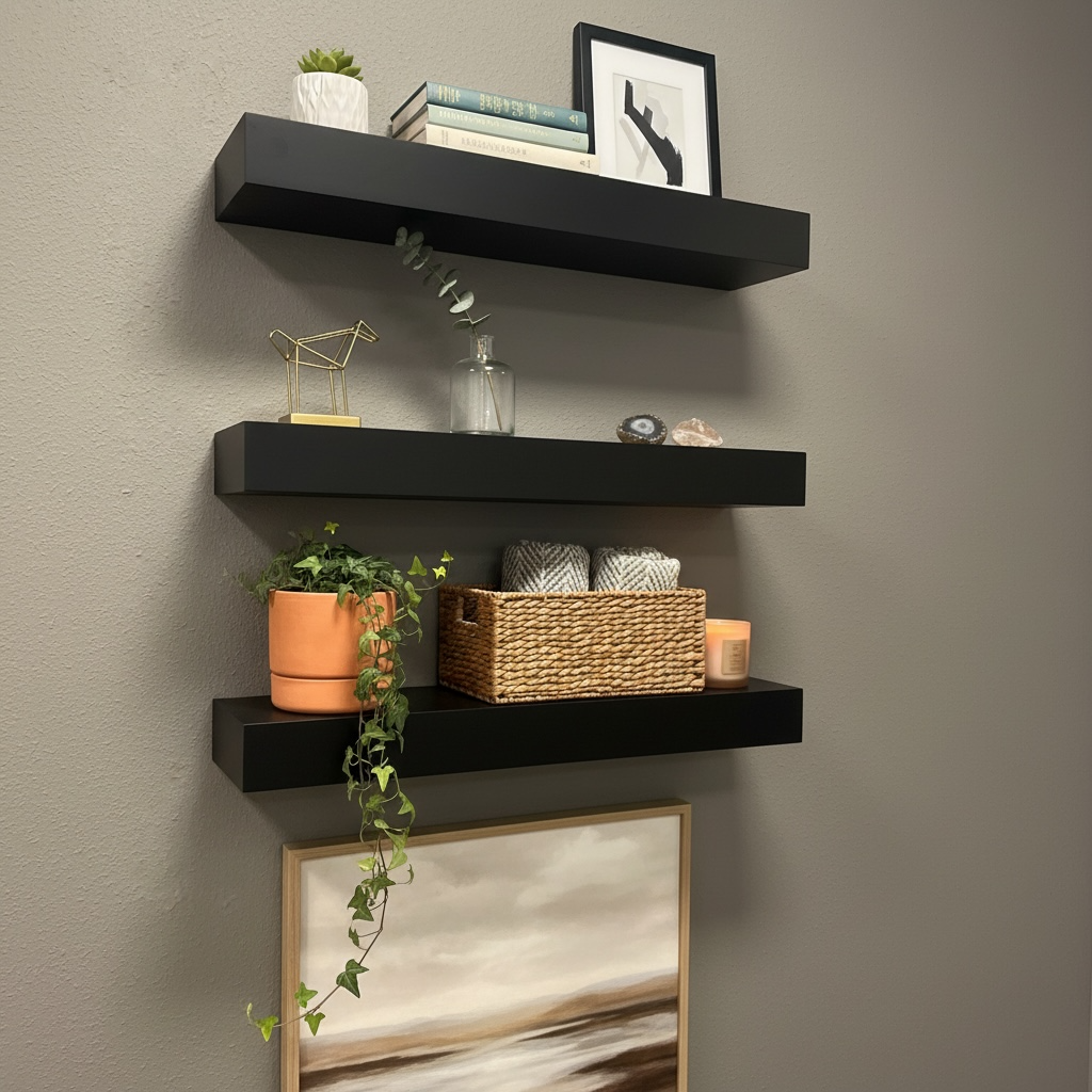 Alder Shelf - Black Stain / Matte Topcoat