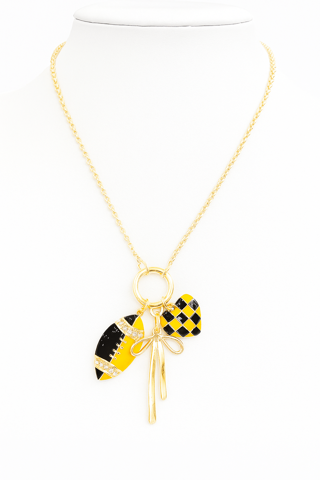 Black & Gold Football Charm Necklace - Seeds & Sawdust