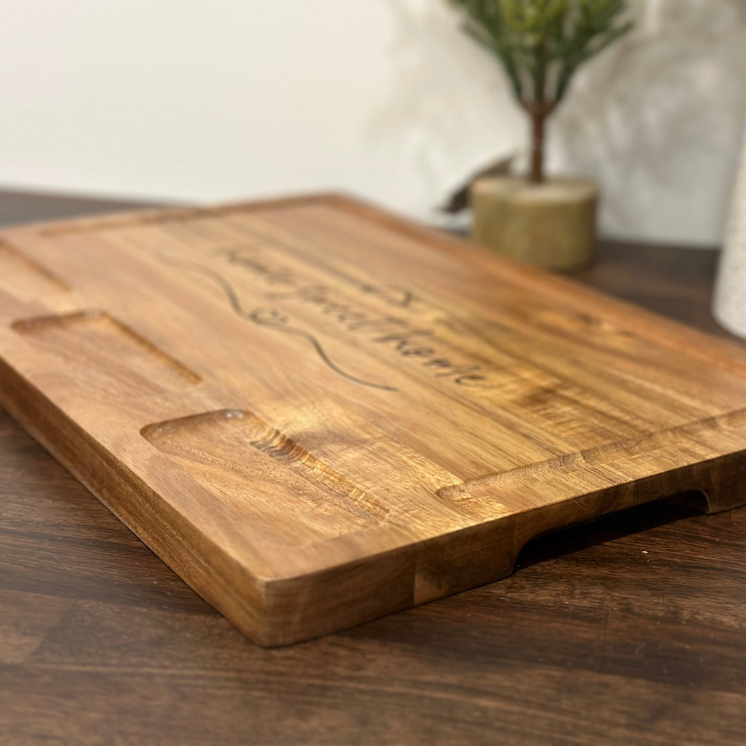 Charcuterie | Cutting Board 3-Compartment | Home Sweet Home - Seeds & Sawdust