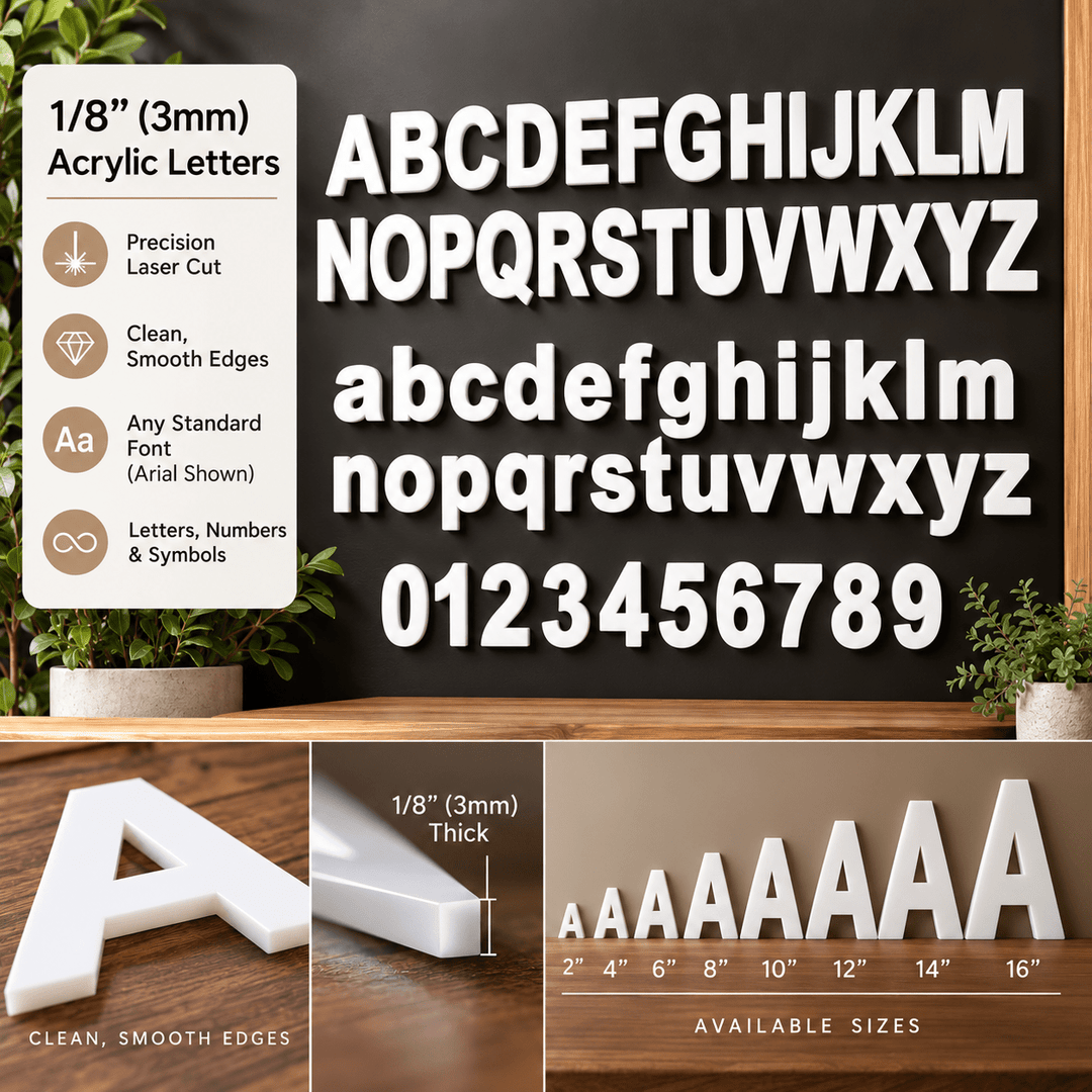Custom Laser Cut Acrylic Letters 1/8 Inch - Letters Numbers and Symbols - Seeds &amp; Sawdust