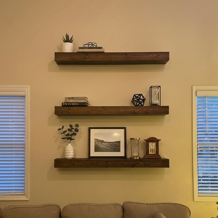 Farmhouse Floating Shelves – Handmade Wood Shelves with Custom Stain & Finish Options - Seeds & Sawdust