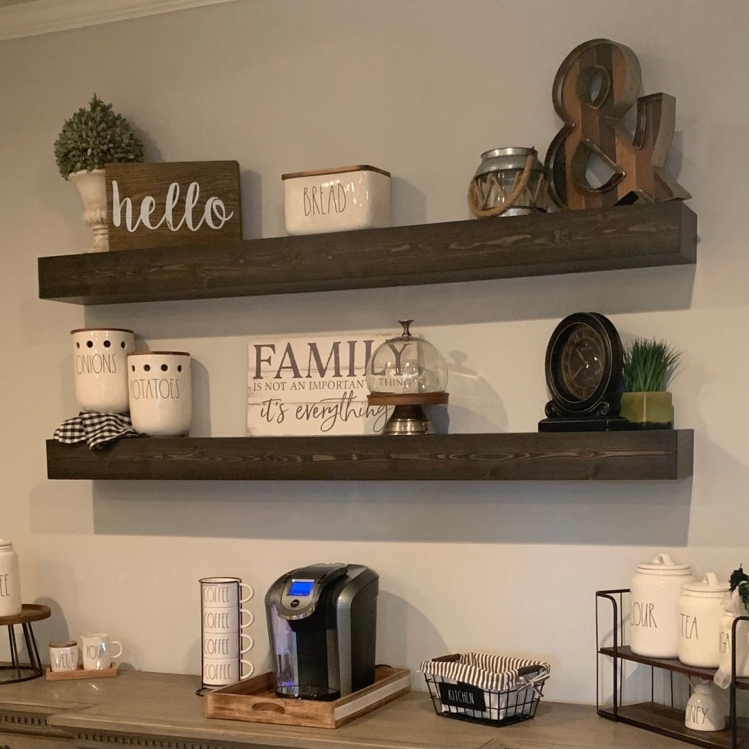Farmhouse Floating Shelves Farmhouse Coffee Bar With DIY Floating