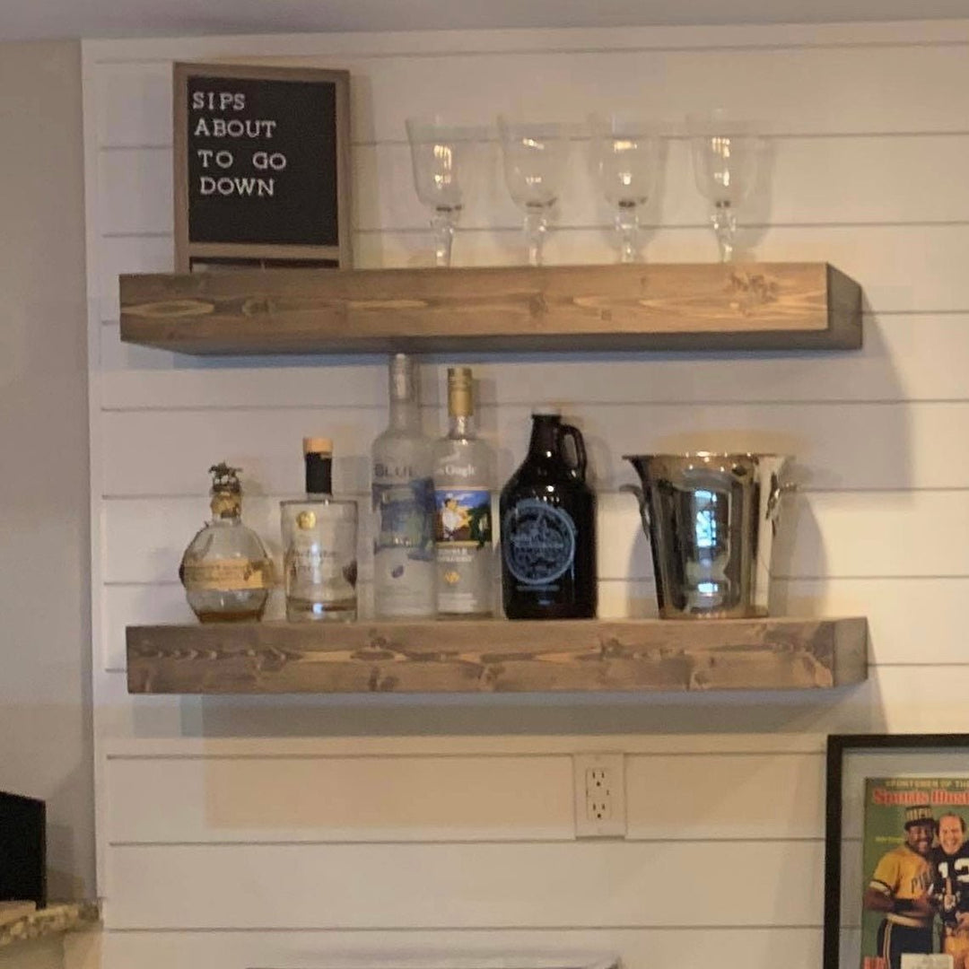 Farmhouse Floating Shelves Farmhouse Coffee Bar With DIY Floating