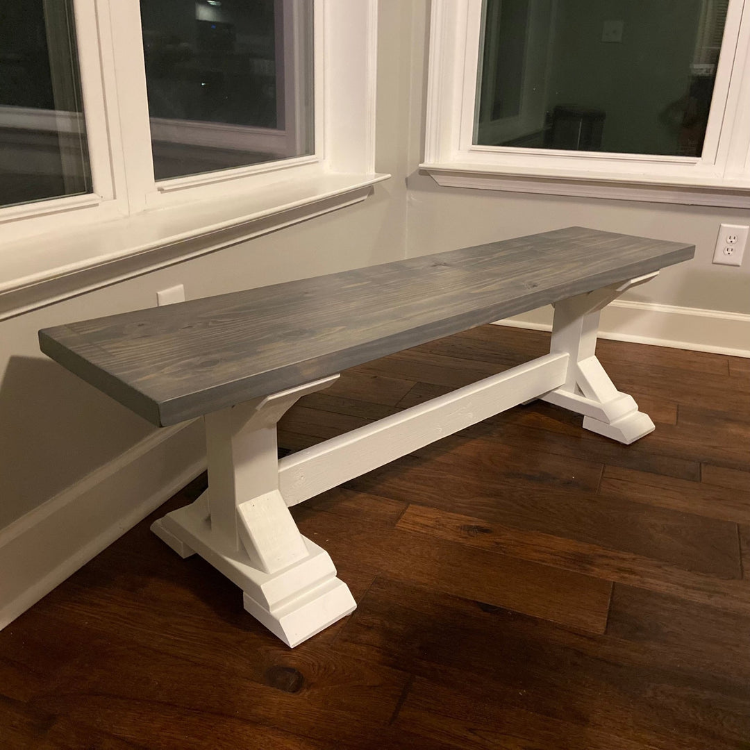 Knotty Pine Stained in Weathered Gray / Alabaster Painted Base