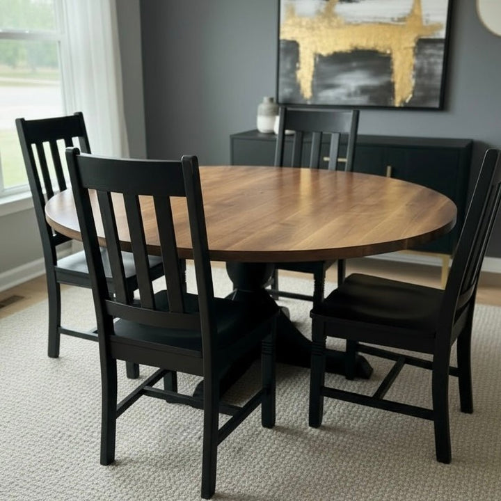 Grayson Round Farmhouse Table | Dining Table | Solid Wood - Seeds & Sawdust