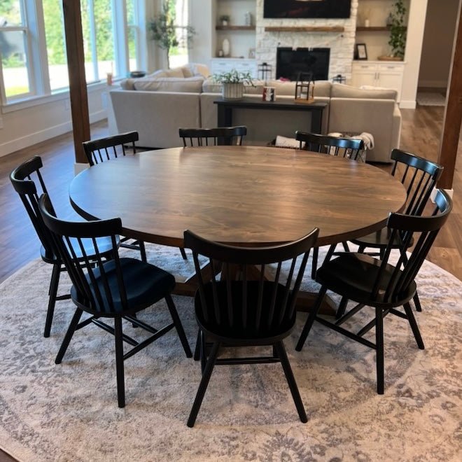 Grayson Round Farmhouse Table | Dining Table | Solid Wood - Seeds & Sawdust