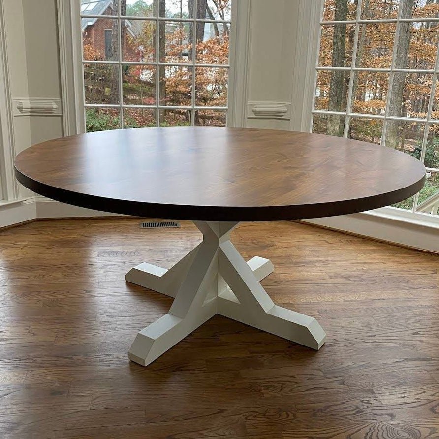Grayson Round Farmhouse Table | Dining Table | Solid Wood - Seeds & Sawdust