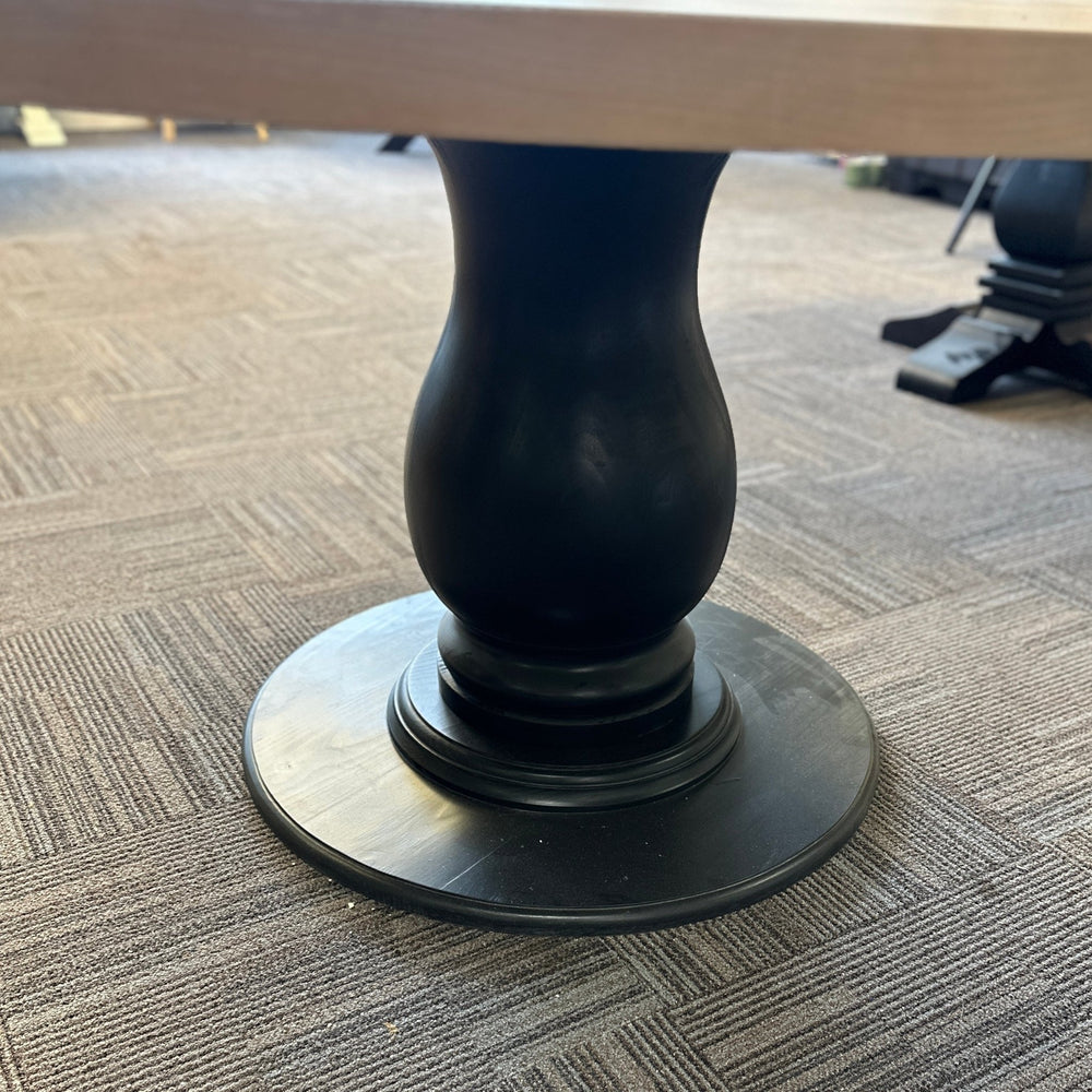 Handcrafted 60" Round Pedestal Base with Knotty Alder Top – Ready to Ship - Seeds & Sawdust