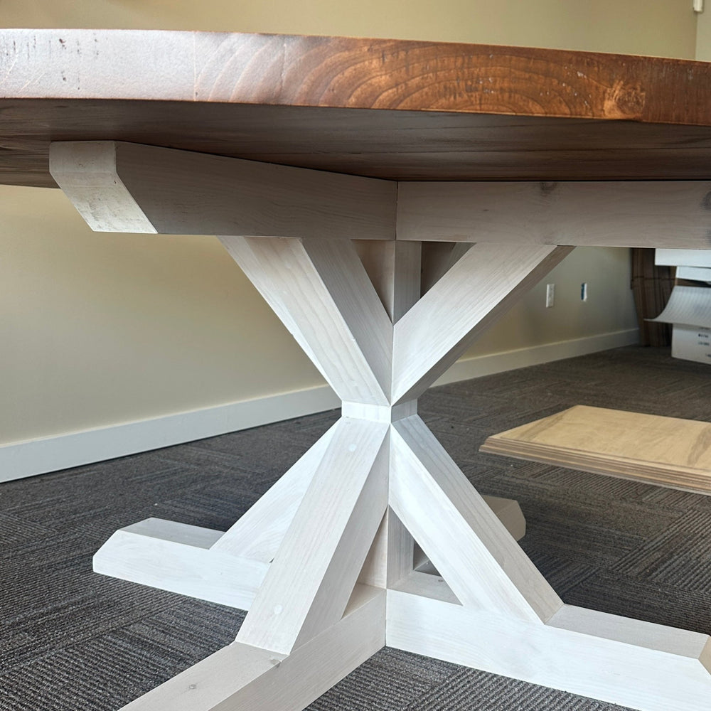 Handcrafted 72" Round Knotty Alder Dining Table – Special Walnut Finish – Ready to Ship - Seeds & Sawdust