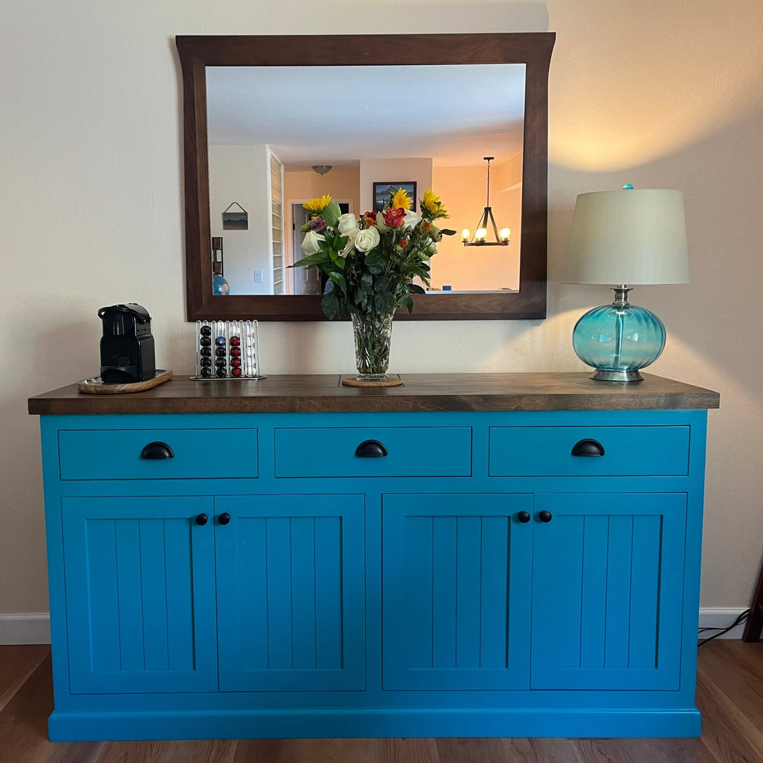 Handcrafted Buffet Cabinet with Custom Paint & Solid Wood Top - Seeds & Sawdust