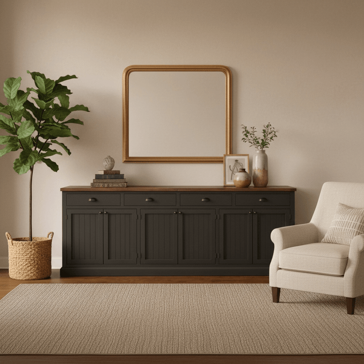 Handcrafted Buffet Cabinet with Custom Paint & Solid Wood Top - Seeds & Sawdust