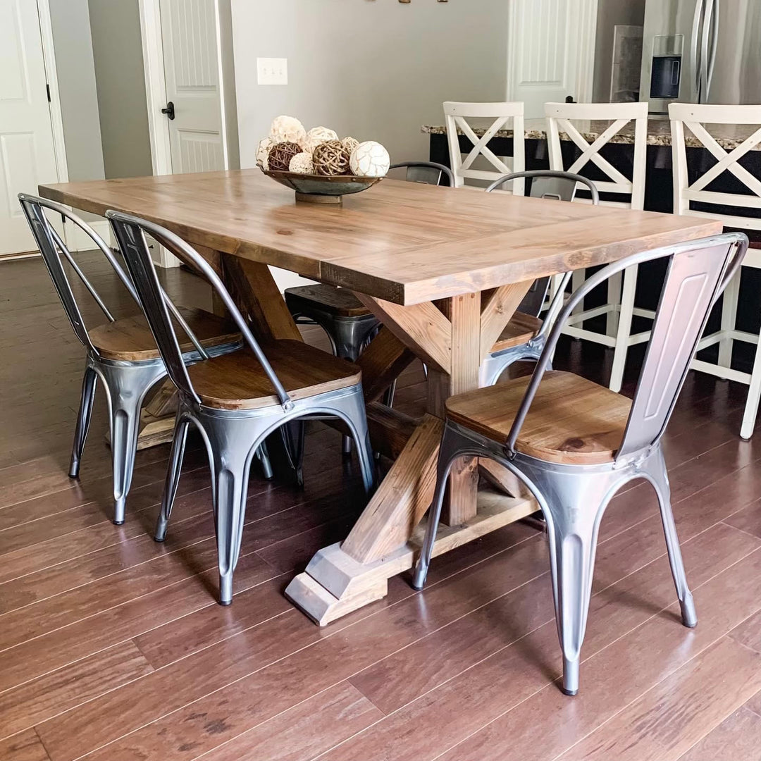 Farm table with metal chairs hotsell