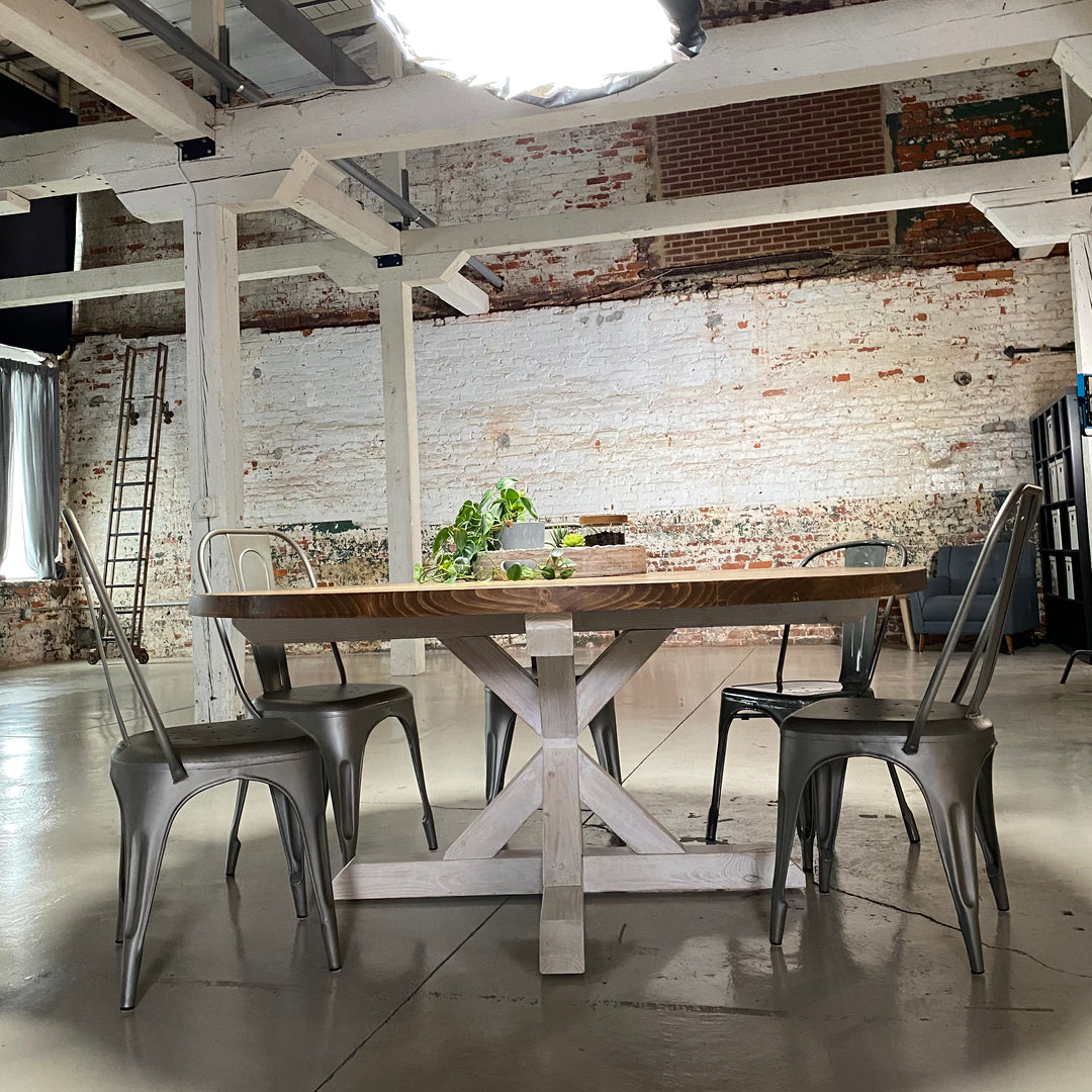 Grayson Round Farmhouse Table Dining Table Handcrafted – Seeds