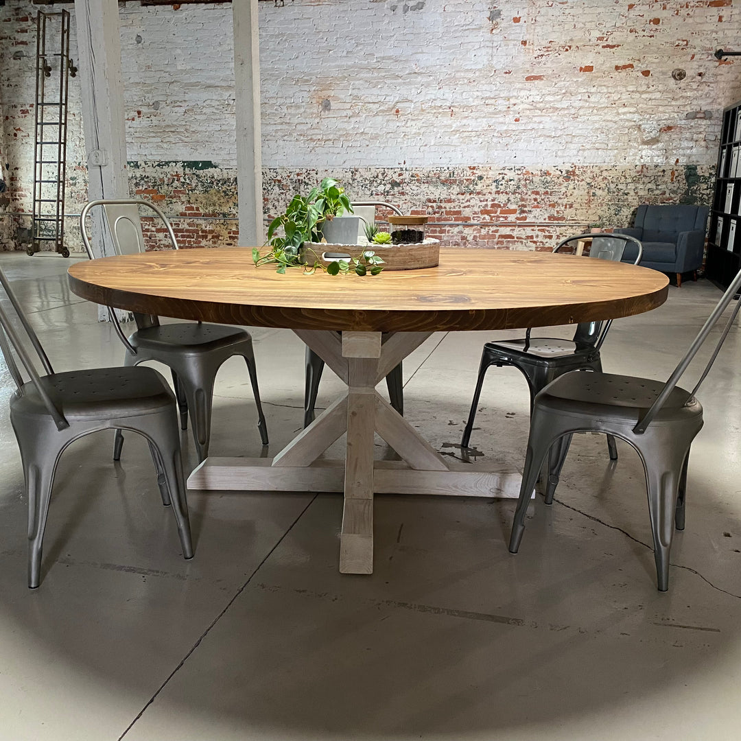 Grayson Round Farmhouse Table Dining Table Handcrafted – Seeds