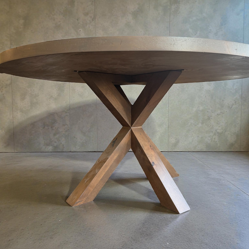 Lance 60″ Round Dining Table – Western Oak Top & Base - Seeds & Sawdust