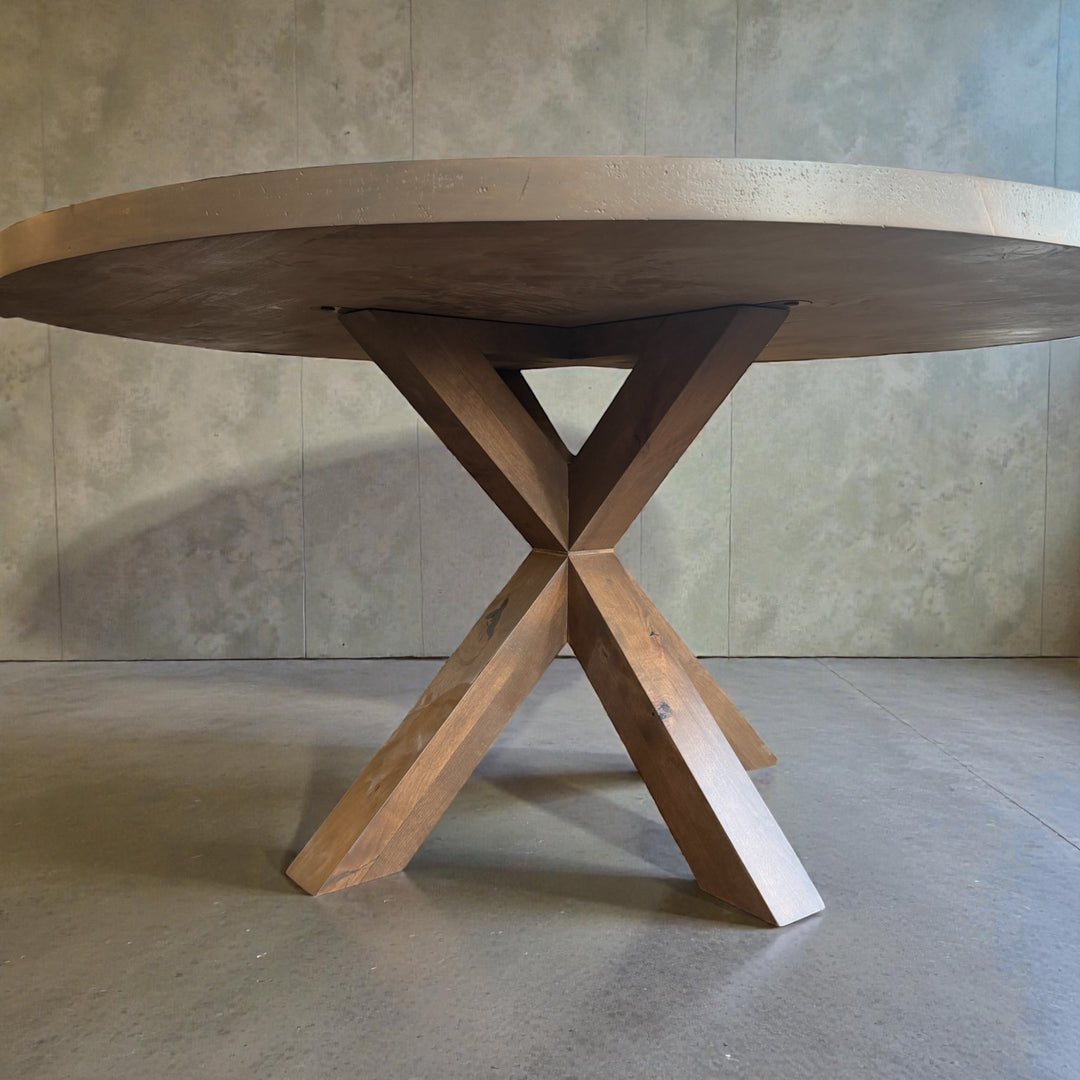 Lance 60″ Round Dining Table – Western Oak Top & Base - Seeds & Sawdust