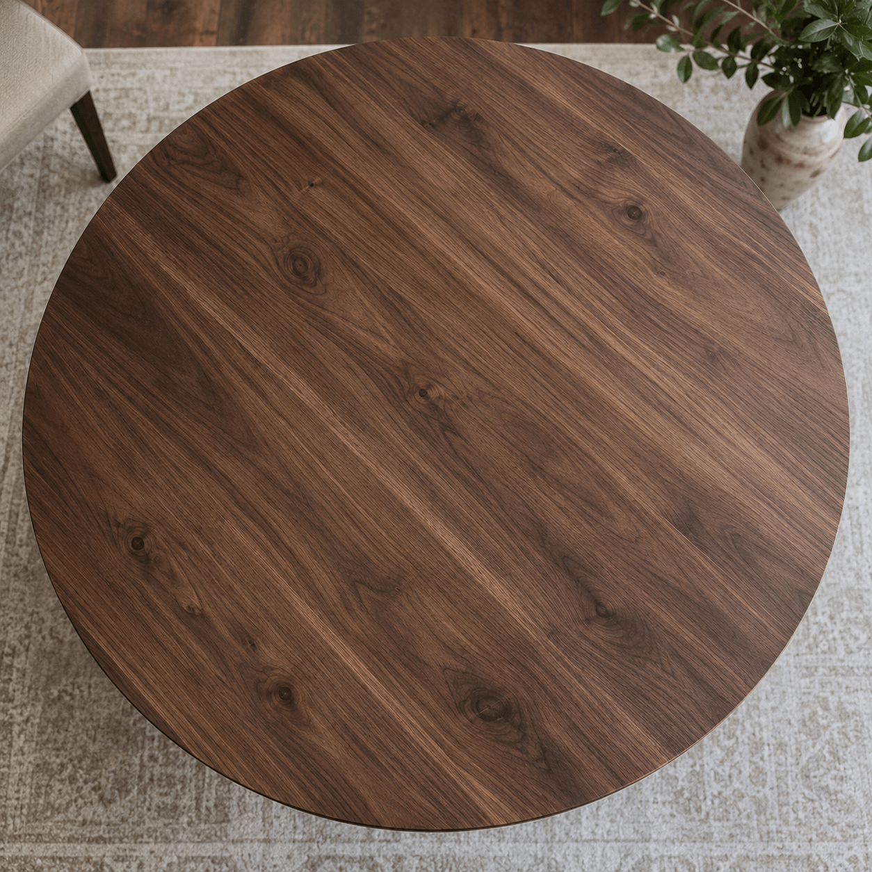 Lance X-Base Round Dining Table – Solid Black Walnut - Seeds & Sawdust