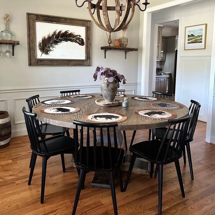 Large Pedestal Farmhouse Table 54