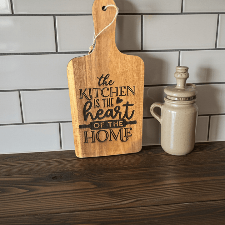 Laser Engraved Acacia Wood Cutting Board – Kitchen Decor, Cheeseboard, Gift for Food Lovers - Seeds & Sawdust