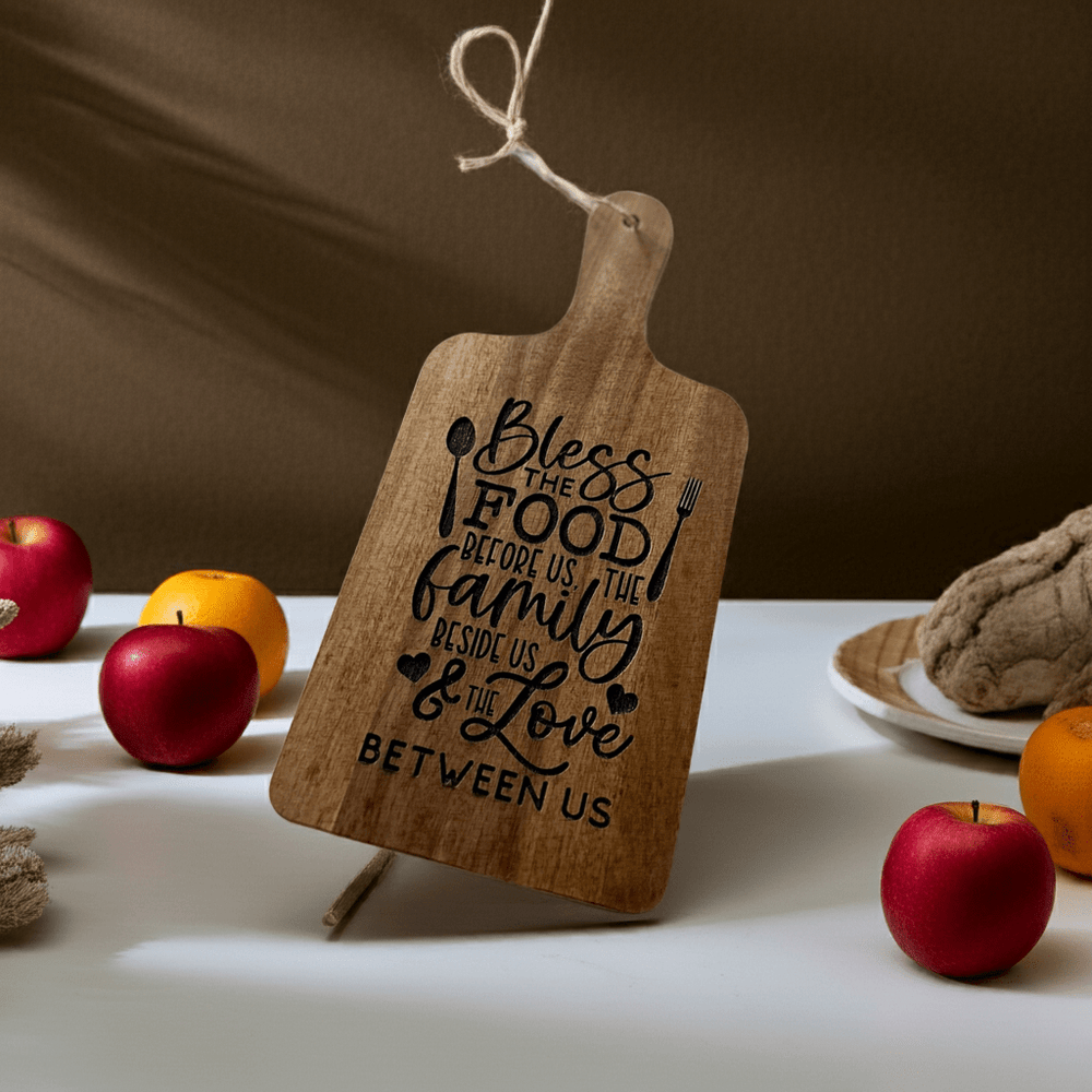 Laser Engraved Acacia Wood Cutting Board – Kitchen Decor, Cheeseboard, Gift for Food Lovers - Seeds & Sawdust